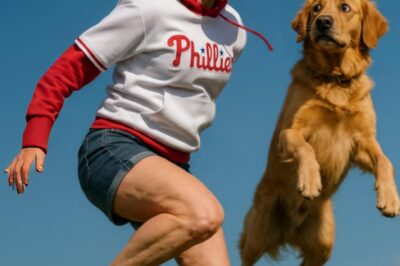 UPDATE! Phillies Karen was just spotted stealing a frisbee from Air Bud on his day off from filming. Bad girl! 