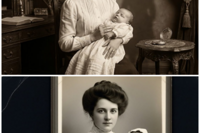 A mother holds her baby for a 1912 photograph—but zoom in on something unsettling in the infant’s…