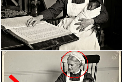 This 1886 portrait of a midwife and infant looks caring until you notice the register.